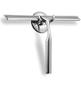 Ettori Shower Squeegee Clear Glass Wall Cleaner Stainless Steel with Suction Storage Hook -10'', ...