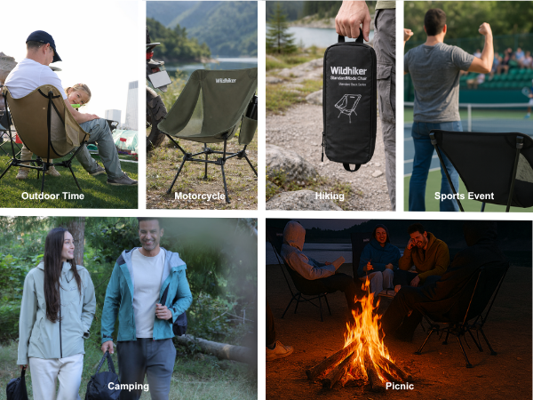 Portable camping chair used for camping, motorcycle travel, outdoor leisure, sports, and hiking