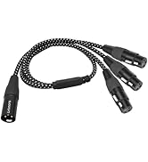 Lrbners XLR Male to 3 Female Splitter Cable 2FT - Heavy-Duty Metal Braided Y-Spltr, Non-Slip Grip...