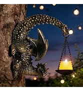Dragon Wall Decor Outdoor Gothic Candle Holder Sculpture for Garden Patio Yard with Fantasy Drago...