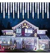 Joomer Icicle Christmas Lights Outdoor,13FT 20 Icicles 320 LED Meteor Shower Icicle Lights Timer ...