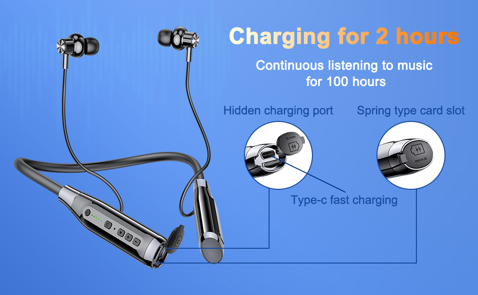 bluetooth neckband headphones wireless earbuds sports bluetooth headset gym earphones ear neck combo