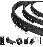 Ceiling Curtain Track, Flexible Bendable Curtain Track 12Ft Black Curved Curtain Rail Wall Mount ...
