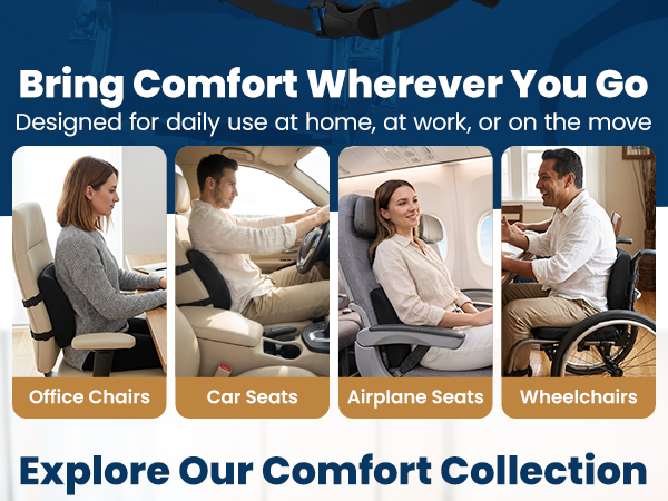 Lumbar Support Pillow Office Chair Memory Foam Back Cushion Car Seat Posture