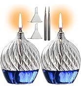 GXFCCYXT 2Pcs Refillable Liquid Petite Glass Oil lamp, Sturdy Borosillicate Glass Oil Candle, Uni...