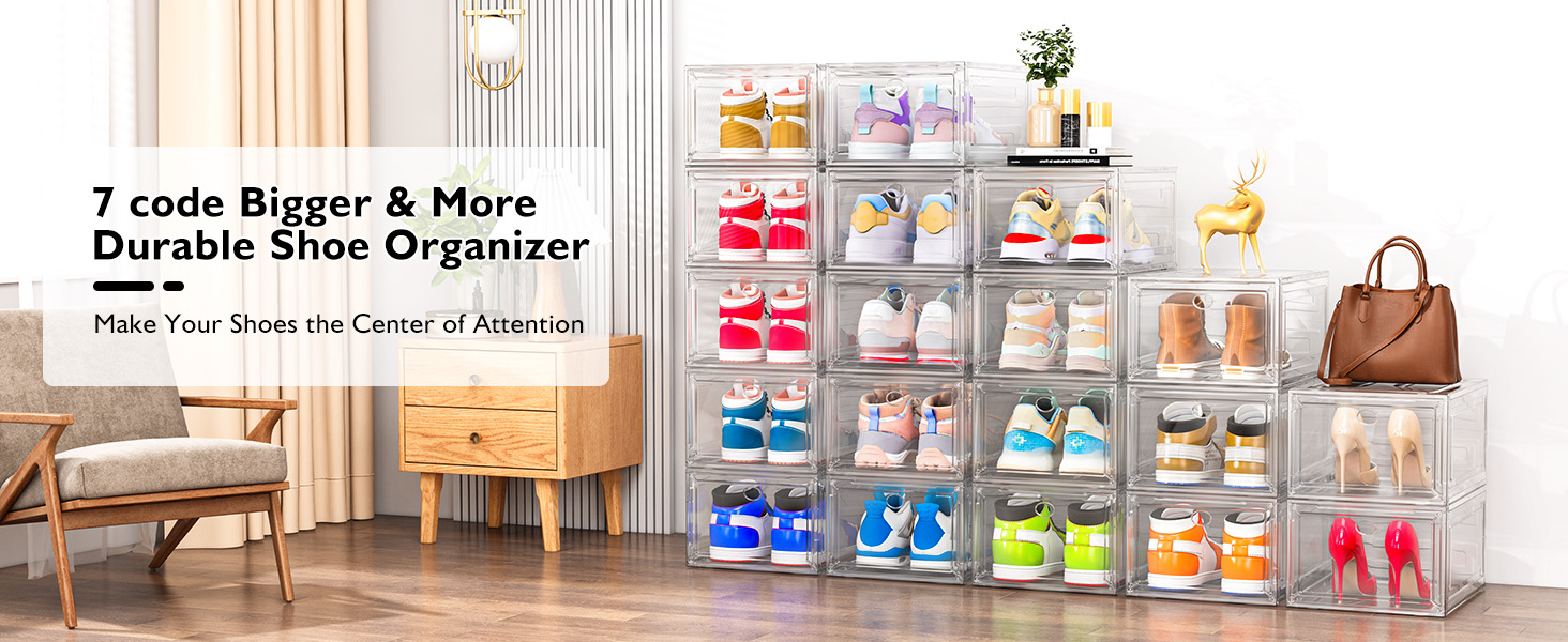 White Clear Shoe Boxes Organizer