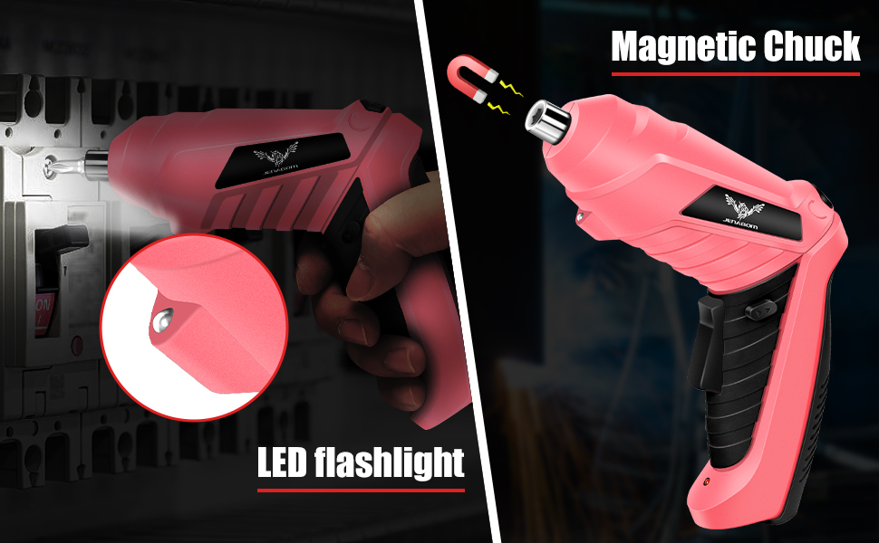 Cordless screwdriver with magnetic chuck
