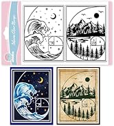 GLOBLELAND Fibonacci Mountain Clear Stamps for Card Making Waves Landscape Silicone Clear Stamp S...
