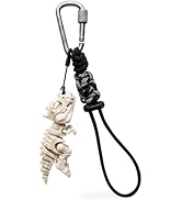 GABOX Dinosaur Skeleton Carabiner Keychain with Polyester Paracord Strap - Rotating Lock Clip - 3...