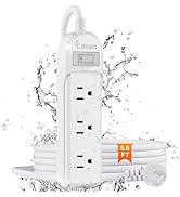 Outdoor Power Strip Weatherproof - IPX6 Waterproof 6.6ft Extension Cord with 3 Widely Outlets Ove...