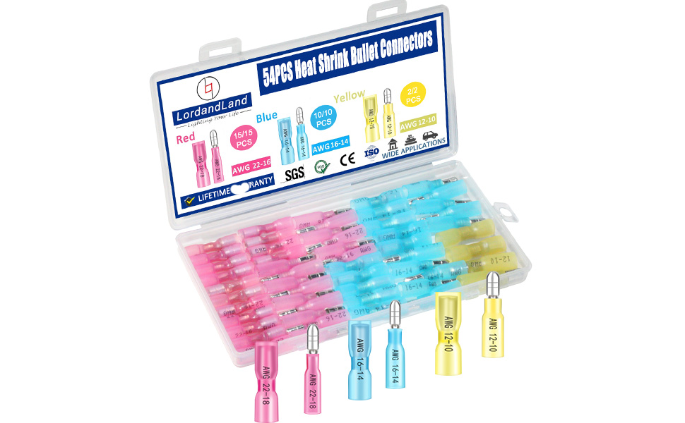 54PCS Heat Shrink Bullet Wire Connectors