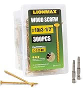 LIONMAX Deck Screws 3-1/2 Inch, Wood Screws #10 x 3-1/2", 300 PCS, Rust Resistant, Exterior Epoxy...