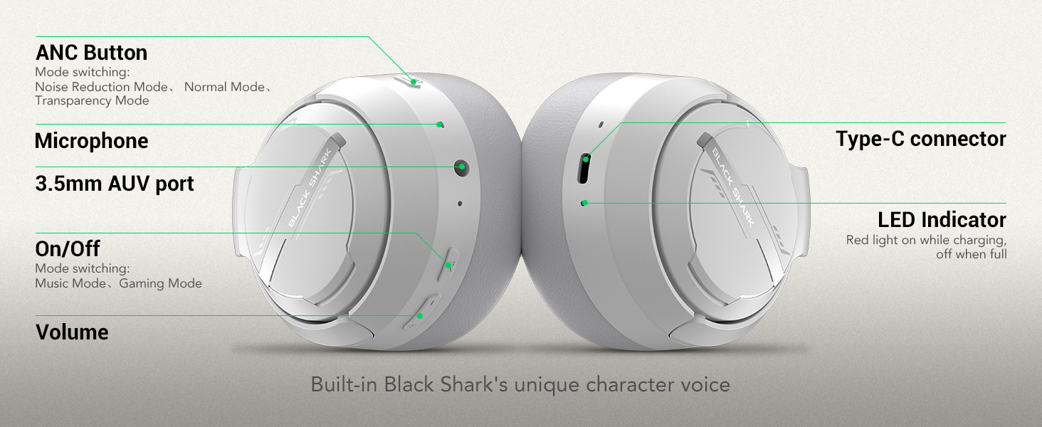 Bluetooth wireless headset overear headphones touch control