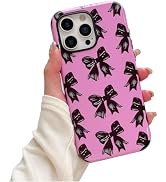 QLTYPRI Case for iPhone 16 Pro Max, Aesthetic Black Ribbon Bow Phone Case for Girls Women, Protec...