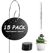 Wanapure 15PCS Iron Metal Oval Shaped Plant Tags Plant Labels with White Marker Pen Labels, Weath...