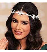 JEAIRTS Rhinestone Headband Silver Star Hair Band Sparkly Bridal Forehead Crystal Headpiece Prom ...