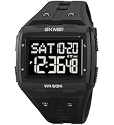 Gosasa Men Digital Watch Rectangle Large Face 5ATM Waterproof Easy to Read Military Watch Multifu...