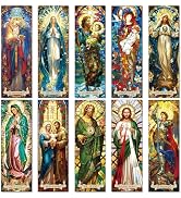 Stained Glass Catholic Bookmark Gifts - Wxiben 20 Pcs Christian Religious Transparent PVC Bookmar...