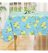 misaya Rectangle Waterproof Vinyl Table Cloth, Wipeable Tablecloth with Flannel Backing, Plastic ...