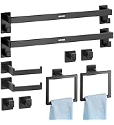 VEVOR Matte Black Bathroom Hardware Set, 10-Piece Bathroom Accessories Set, 2 Stainless Steel 24-...
