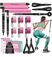 Pilates Bar Kit with Resistance Bands, Multifunctional Yoga Pilates Bar with Heavy-Duty Metal Adj...