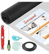Secopad Window Screen Door Repair Kit, 48" x 177" Screen Door Mesh Replacement Kit, Durable Fiber...