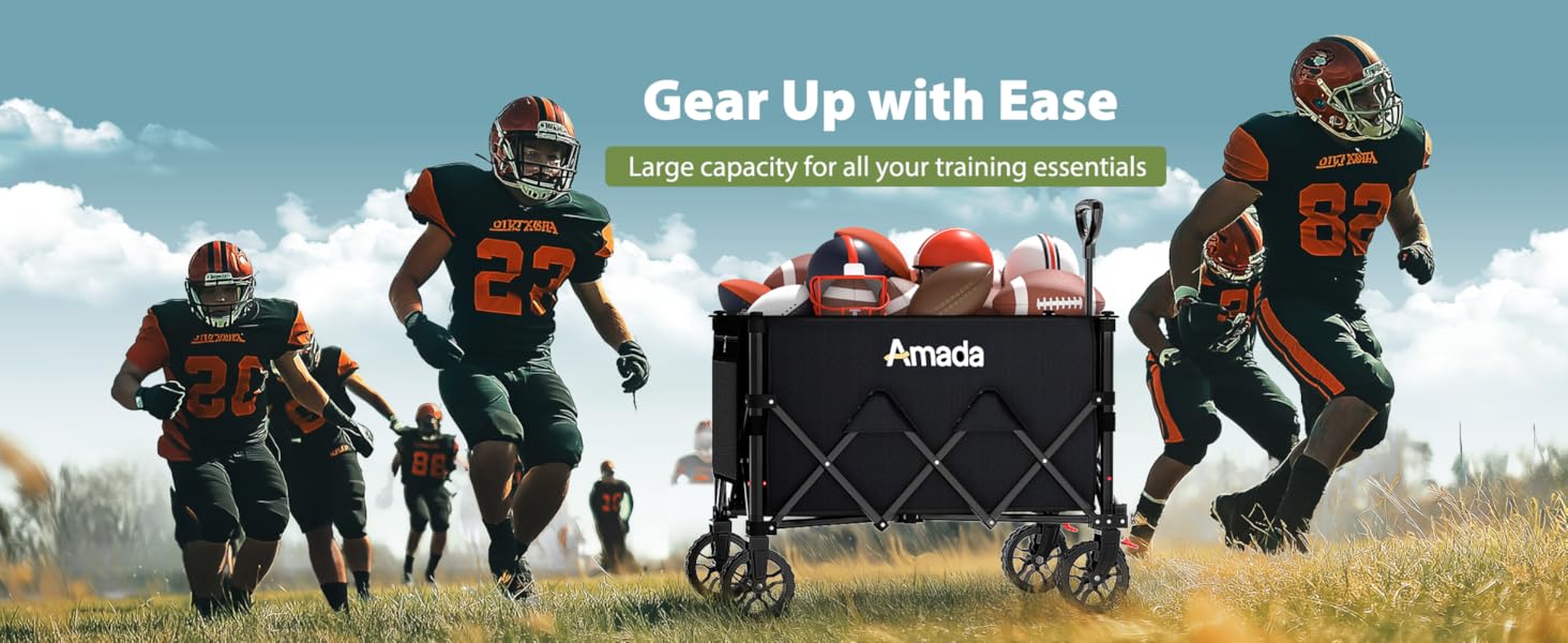 Collapsible Wagon Cart Folding Utility Wagons Carts for Garden Shopping Camping AMOUC05B