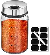 Segarty 5oz Glass Spice Jar with Shaker Lids Scale Lines, 1pc Clear Empty Seasoning Bottle for Co...