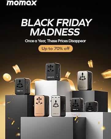 Text reads 'BLACK FRIDAY MADNESS' and 'Up to 70% off'. Dark promotional image with computer keyboard keys arranged on platform.