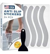 Clear Bloom Anti Slip Shower Stickers 24 PCS, Gray Non-Slip Shower Strips for Adults, Premium Adh...