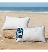 Phantoscope Outdoor Pillow Inserts Waterproof - Pack of 2 12x20 Inch Soft Water-Resistant Striped...