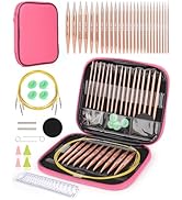 Coopay Interchangeable Aluminum Circular Knitting Needles, 13 Sizes (3mm-10mm), Rose-Gold, Comple...