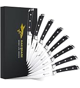 MAD SHARK Steak Knives Set of 8, Premium 4.5-inch Serrated Steak Knife Set, Ultra Sharp German Hi...