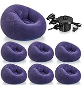 Realspring 6 Pcs Bean Bag Chairs for Adults Inflatable Chairs with Electric Air Pump,Blow up Couc...