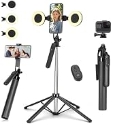 Metal Selfie Stick Tripod for iPhone with Light,70 inch Cellphone Selfiestick with Remote,Phone T...