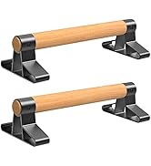 SELEWARE Wood push up bars Parallettes bars Anti-slip Handstand Bars for Calisthenics, Fitness, F...