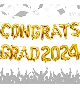 16pcs Congrats Grad Banner Balloons, 16 Inch Graduation Balloons 2024, 3D Congrats Grad Sign, Con...