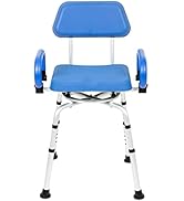 iLIVING ILG-638 Swivel Pivoting Shower Chair for Bathtub and Shower with Padded Seat, Back and Ar...