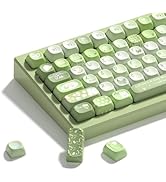 Womier Cute Bunny PBT Keycaps 132 Keys, MOA Profile Keycaps 60 65 75 98 100 Percent, Green Natura...