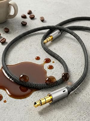 Sweat resistant nylon braided aux cable liquid repellent technology prevents odors