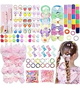 866 Pcs Hair Accessories for Girls- Cute Baby Girls Elastic Ties, Soft Rubber Bands, Bow Clips, F...