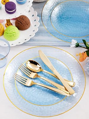 blue clear plastic plates