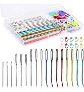 17 Pcs Yarn Needle Set, Weaving Needle Bent Tip Tapestry Needles Darning Knitting Sewing Needles,...