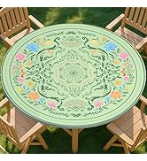 pickyNproud Round Tablecloth Waterproof round fitted tablecloth with elastic Fits 45