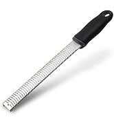 Lemon Zester, Stainless Steel Kitchen Cheese Grater, Plastic Cover Ergonomic Soft Black Handle