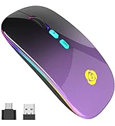 LED Wireless Mouse Bluetooth &2.4GHz Instant Connection,Rechargeable Ultra Silent Slim,3 Adjustab...