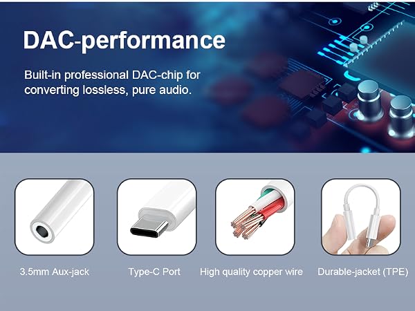 USB C to 3.5mm Headphone Jack Adapter USB C to Aux Audio Dongle Cable Cord