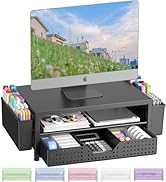 OPNICE Desk Organizers and Accessories, Computer Monitor Stand Riser with Drawer and 2 Pen Holder...