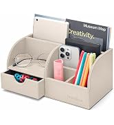 UnionBasic Desk Organizer - Multifunctional Leather Desktop Pen Holder Storage Box - Business Car...