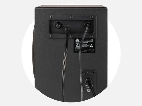 Adjust the bass volume of the CA-3090 2.1 Speaker System of Cyber Acoustics.